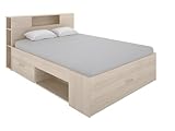 Vente-unique Bett mit Stauraum & Schubladen - 160 x 200 cm - Eichefarben - Leandre