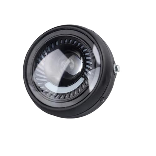 Phare LED rond rétro pour moto avec éclairage puissant 6500K et kit de support pour modification
