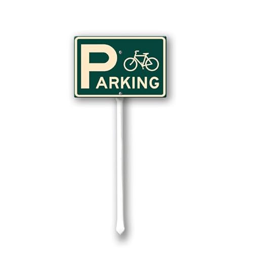 Geroclonup Cartello per parcheggio con bicicletta, con paletto, 20 x 30 cm, cartello in alluminio robusto per uso esterno, impermeabile, decorazione per esterni, per prato, cortile, giardino