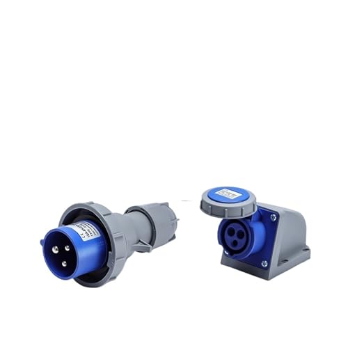 Conector aviación industrial 16A 3 núcleos base superficie macho hembra 2