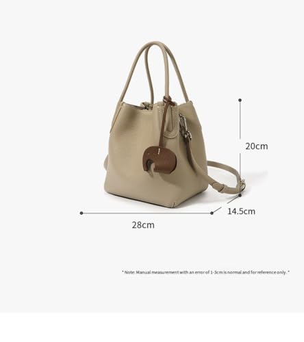 Top Layer Cowhide Shoulder Bucket Bag,Shoulder Bag（Premium gray）2