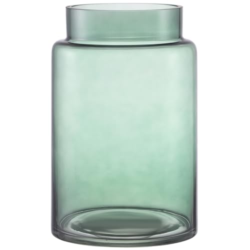 KAYLETIN Jarrón de Cristal Grande, Jarrón de Cristal Verde para Flores, jarrones Grandes para Ramos de Flores, jarrones Grandes de Gran Abertura para decoración del hogar, Boda, salón, Oficina, 23 cm