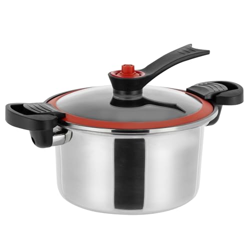 Olla a presión de acero inoxidable, tecnología de cocción rápida, mango antideslizante, tapa transparente, para estufas de gas e inducción