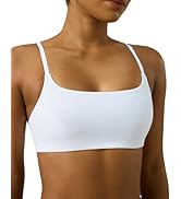 PAVOI ACTIVE Low Square Neck Sports Bra - Adjustable Thin Straps Workout Square Neck Bra for Wome...
