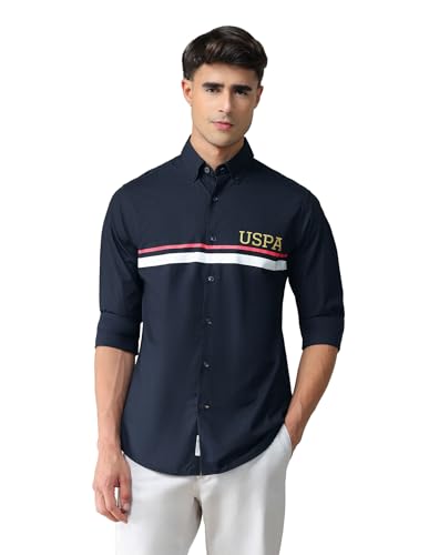Image of U.S. POLO ASSN. Striped Regular Fit Cotton Shirts for Men - Full Sleeve Mens Casual Shirts