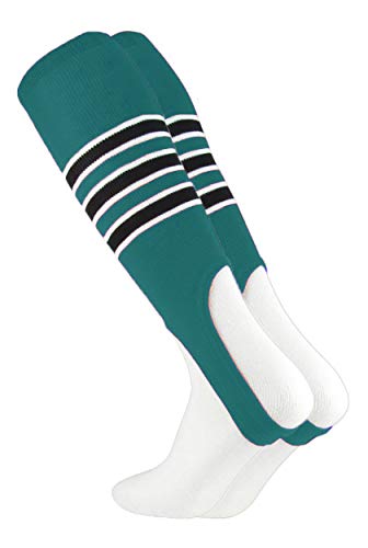 MSS Baseball and Softball Striped Stirrups - Teal/Black/White, Large