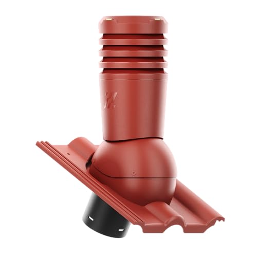KRONO-PLAST Dachentlüftung Entlüfterkamin Dachkamin Dachlüfter 150 mm für Betondachziegel Doppelrömer Dachziegel Dachlüfter Rot Bordeaux Ecoline