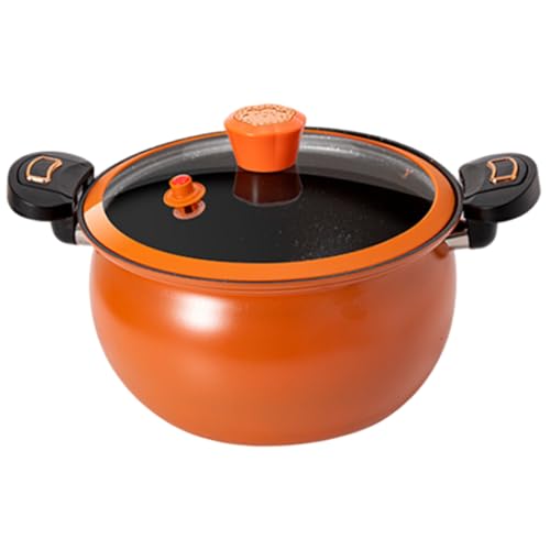CGTQROVR Mini Olla a presión, Olla de presión de calefacción rápida 8 litros con manijas de Cerradura, Serie Antiadherente con Tapa Transparente para Gas, inducción, Estufas eléctricas, Naranja