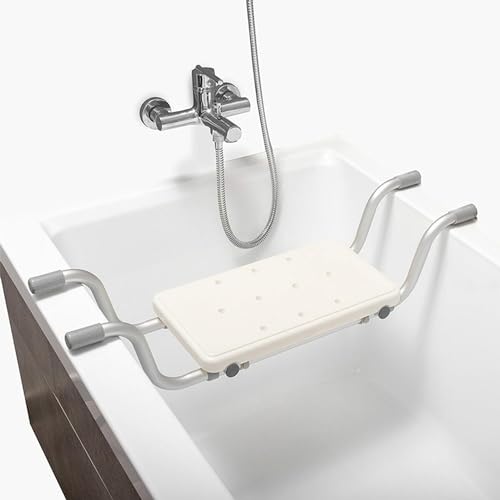 Nisorpa Suspended Bath Seat 28-32 Adjustable Suspended Bath Bench Lightweight Bathtub Seat Non-Slip Plastic Bath Board Seat for Bathtub, Elderly, Disabled or Injured-White