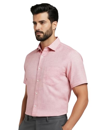 Image of Amazon Brand - INKAST Men's Cotton Solid Plain Half Sleeve Shirt | Plain Regular Fit Casual Shirt for Mens