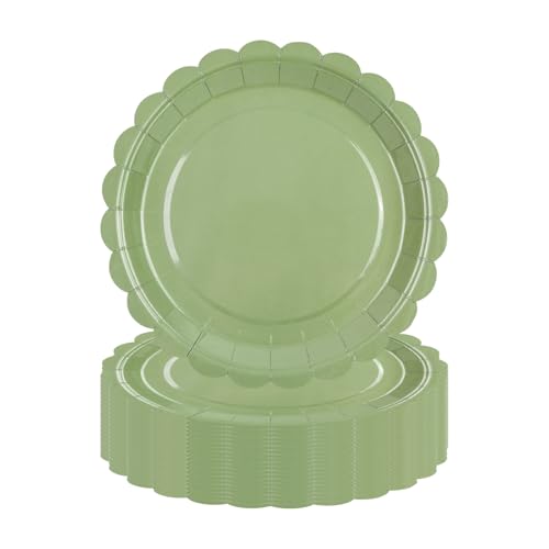 LDFDRT Lot de 50 assiettes en carton de 18 cm assiette jetable anniversaire - Assiettes de fête en papier - Décoration pour mariage, jardin, fête (Vert...