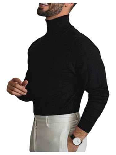 SHENHE Men's Long Sleeve Mock Turtleneck Sweater Pullover Regular Fit Soft Knit Top Jumper