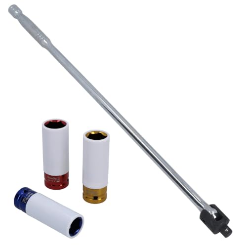 Image of AB Tools 1/2" Drive 24" Breaker Bar Plus 3 Metric Alloy Wheel Nut Sockets 17 19 21mm