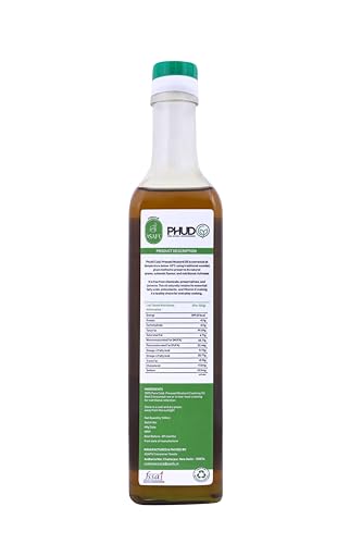 Image of PhudG Cold-Pressed Mustard Oil 500 Grams | Pure Kachi Ghani Mustard Oil in Premium Glass Bottle | Natural Cooking Oil with Rich Aroma | Pack of 3