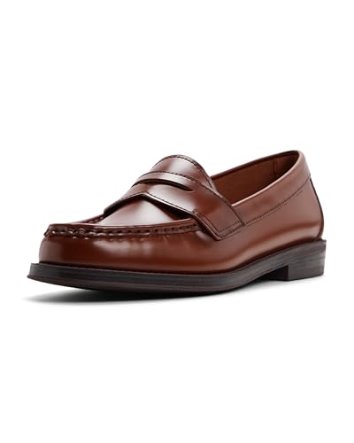 G.H. Bass & Co. Women's Mabel Leather Penny Loafer, Dark Brown, 7.5