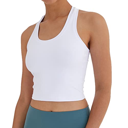 Women's Cropped Racerback Tank Tops Running Workout Tops Active Yoga Tops2