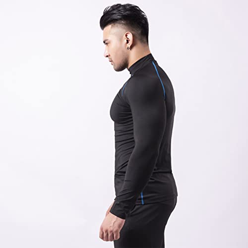 Men Compression Shirts, High Elastic Long Sleeves Sports Top for Athletic Workout Shirt (M)