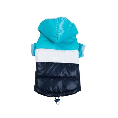 防水犬用ジャケット、小型犬用ダウンコットンベスト、チワワやフレンチブルドッグの子犬用冬用暖かいコート(Blue Black,XXL)