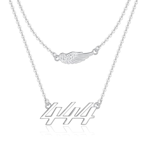 444 Angel Number Necklace 925 Sterling Silver for Women: 444