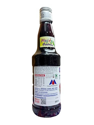 Image of Manama Raspberry Mojito Flavoured Syrup for Mocktails & Cocktails, 500ML