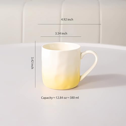 Taza de cerámica color macaroon 13 oz con asa amarillo miniatura 6