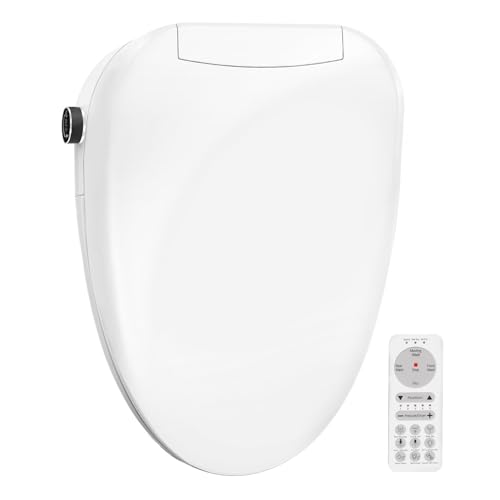 Ckptlsyk Bidet Toilet Seat Elongated,Electric Heated Bidet with Warm Water,Dryer,Remote Control & Multiple Spray Modes,Self-Clean Nozzle,Anti-Yellowing Material,for Women,Men,Pregnant & Elderly