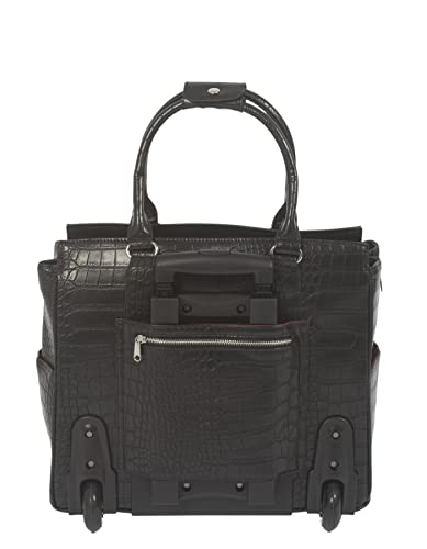 Image of JKM & Company Rolling Laptop Bag for Women | Designer Wheeled Briefcase | Fits 13-17 inch Laptops | Office Travel Computer Case