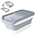 Pet Food Storage Containers, Collapsible Dog Food Storage Container with Sliding Transparent Lid, Airtight Bucket for Dogs/Cats
