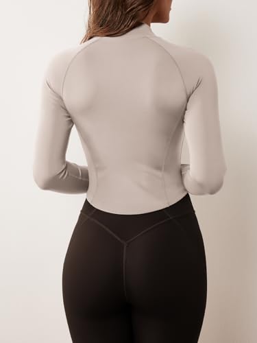 GYM RAINBOW Jaqueta feminina de treino com zíper, leve, slim fit, cropped para corrida, academia, co