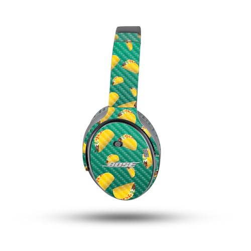 Image of MightySkins Carbon Fiber Skin Compatible with Bose QuietComfort 35 II Headphones - Tacos | Protective, Durable Textured Carbon Fiber Finish | Easy to Apply, Remove, and Change Styles
