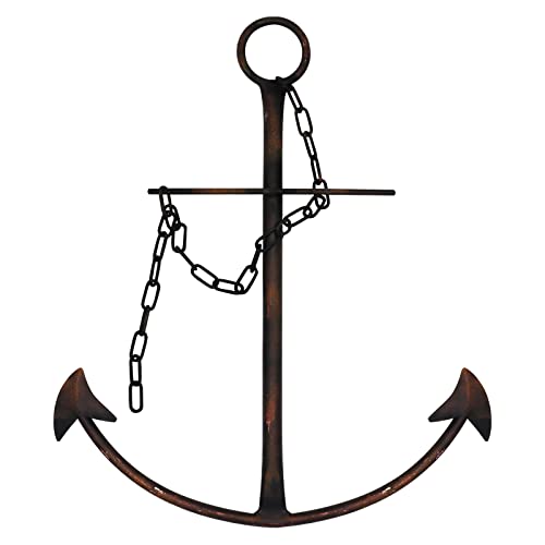 Nautical Anchor Wall Decor, Antique Metal Anchor Art Wall Decor With Chain for Bedroom Living Room Dorm Home/13' Antique Anchor with Chain Wall Decor, Antique Metal Anchor Farmhouse Decor (Vintage)