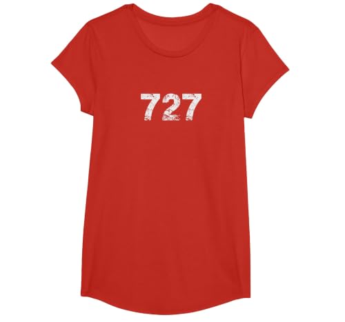 727 Area Code t-Shirt for Pinellas County Florida T-Shirt, Girls, Red, Large