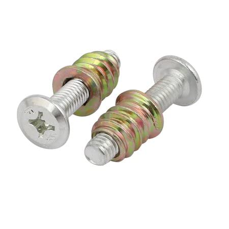 Image of Rely⇒VP INDUSTRIES (Combo Set -10 Pcs) M6x20mm Flat Head JCB Phillips Screw with M6x13mm D-Nut Cut Threaded with Allen Key 1 Pc | Fastener for Joining Wood Boards, Cabinets,Cupboards,Chairs & Beds.