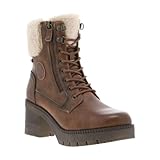 Autres matériaux et textile MUSTANG - Bottines brunes à talon décroché moyen avec un zip et des lacets ronds - Taille numeric_38