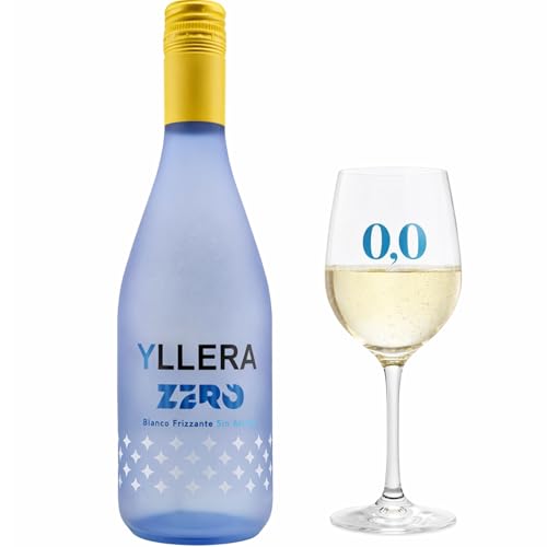 Vino sin alcohol blanco Yllera frizzante | Espumoso ligero con fruta blanca | Bajo en calorías | Refrescante y festivo | Ideal para brindar sin alcohol | 0.0 % vol | 1 Botella 75 cl