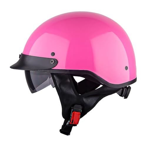 1Storm Motorcycle Half Face Helmet Mopeds Scooter Pilot with Retractable Inner Smoked Visor & Size Adjustor, Glossy Pink by 1Storm - Used condition - US$45.99