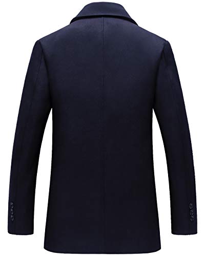 image for chouyatou Men's Classic Notched Collar Double Breasted Wool Blend Pea 