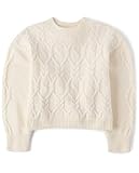 The Children's Place,Girls,Long Sleeve Pullover Cable Knit Sweater,White Daisy,Medium