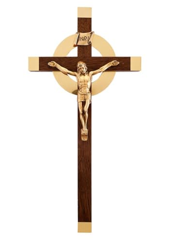 Cruz de nogal de 30,5 cm elegante con madera maciza tallada