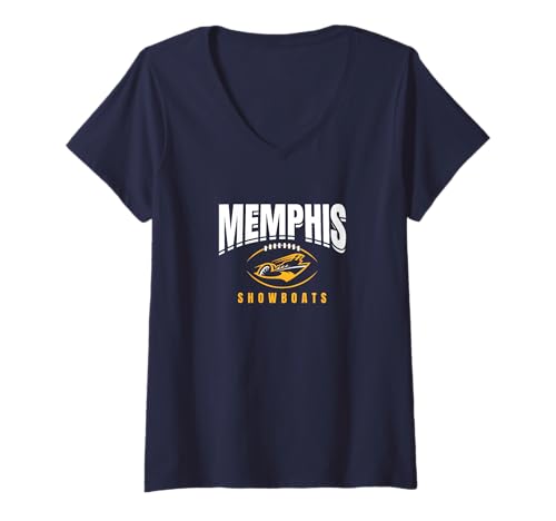 Womens Memphis Showboats: Football Outline V-Neck T-Shirt
