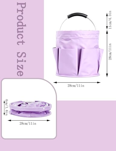 Image of Cleaning Caddy with Handle, for Cleaning Supplies Organizer Bucket | Foldable Storage Tote with 6 Pockets,17L Large Capacity Basket for Household Organizer,Laundry Room,Bathroom & Home