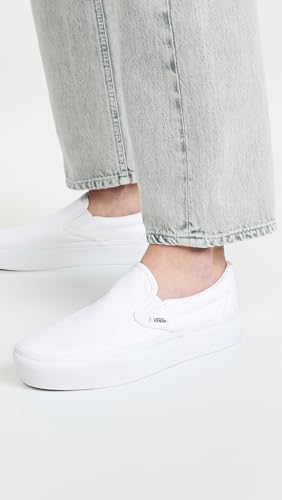 Vans Vans Women's Classic Slip On Platform Sneakers, True White, 6 Medium US