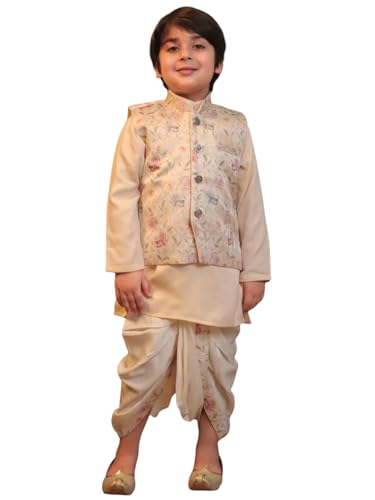 Image of AJ DEZINES Kids Ethnic Wear Kurta Waistcoat and Dhoti Pant for Boys