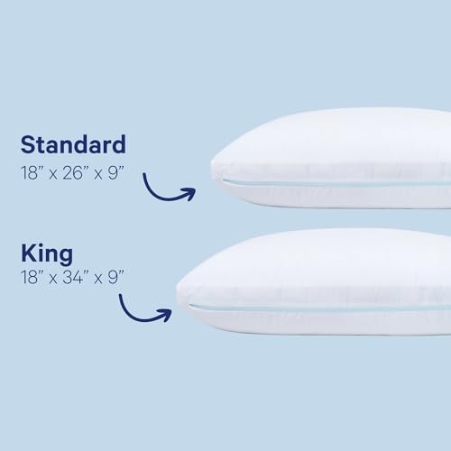 Image of Casper Sleep Original Cooling Pillow 2-Pack, King Size - Medium Soft Feel, Down-Alternative Fill, Supports Side, Back & Stomach Sleepers, Neck Pain Relief, Machine Washable