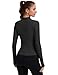 Rapbin Athletic Jacket Cropped Slim Fitted Yoga Golf Tops Running Gym Track Athletic Jacket with Thumb Holes (Black L)
