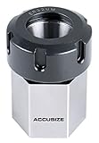 Accusize Industrial Tools Hardened HEX ER-32 Collet Chuck Block for CNC Machine, Slotted Collet Nut Included, 6920-3206