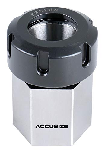 Accusize Industrial Tools Hardened HEX ER-32 Collet Chuck Block for CNC Machine, Slotted Collet Nut Included, 6920-3206