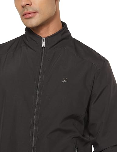 Image of Qube By Fort Collins Men's Windcheater Jacket - Lightweight Windbreaker for Men | Full Zip Drizzle-Resistant High Neck Casual Jacket with Zip Pockets for Spring, Autumn, Travel & Daily Wear