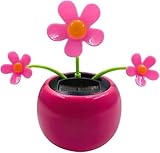 Solar Powered Dancing Flower Car Decor - Rose Red Bobblehead Dashboard Ornament with Swinging Motion, Auto Accessories for Windshield and Dashboard,Educational Solar Toy for Kids Adults