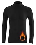 Blueleaf Youth Boys Thermal Compression Shirt Kids Fleece Mock Neck Black Long Sleeve Top Football Soccer...